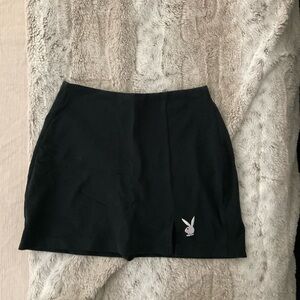 PLAYBOY Black Mini Skirt with Bunny Patch